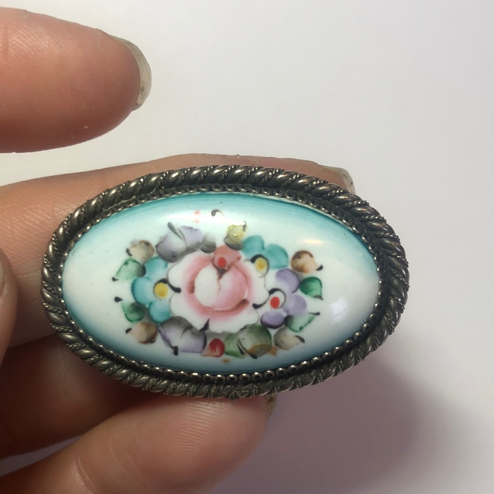 Vintage Enamel Floral Brooch / Pin